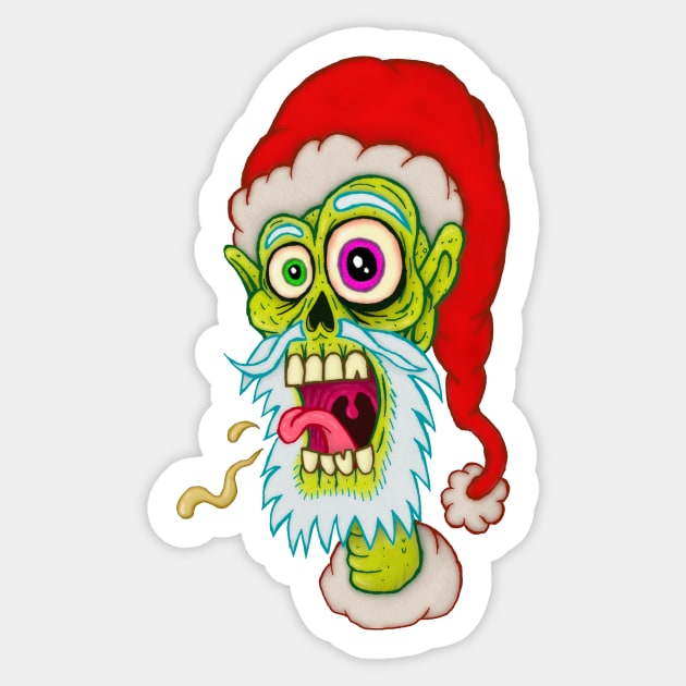 Santa Zombie Head Sticker by MalcolmKirk